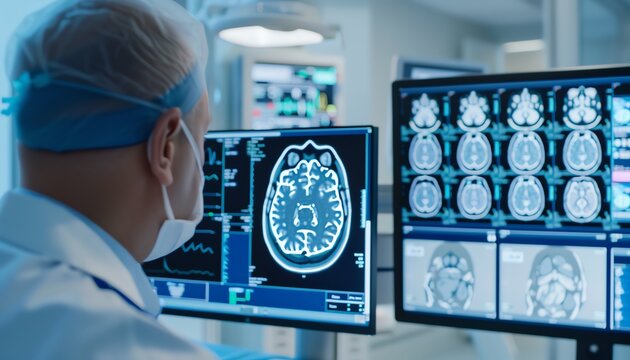 AI diagnostics, machine learning analyzing medical images