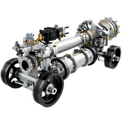 Fototapeta premium Axle with Electric Motor and Transmission Isolated on Transparent or White Background, PNG