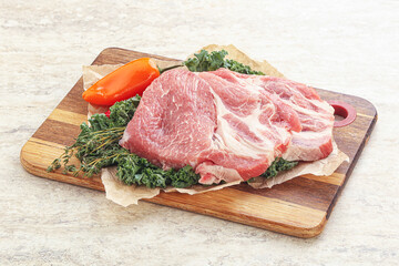 Raw pork neck for cooking