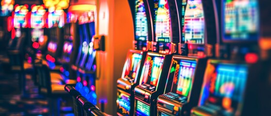 Casino Slot Machines in a Blurry Interior