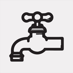 faucet line Art illustration silhouette vector on a white background