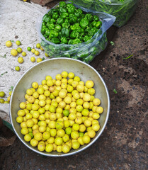 Explore a bustling Indian food marketplace adorned with colorful, fresh vegetables. It’s a feast...