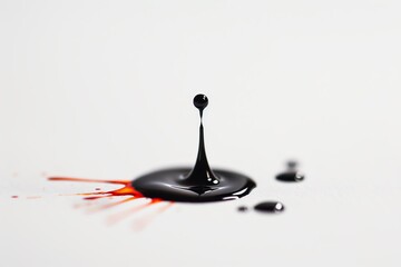 Macro photo of a drop of ink on paper