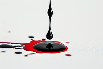 Macro photo of a drop of ink on paper