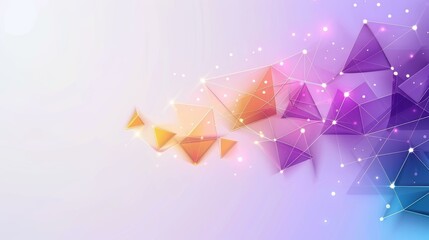 Explore the distribution of triangular shapes in space with a digital network connection structure backdrop.