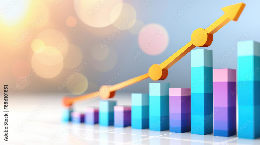 Poster detailed data trends visually portrayed through colorful, transparent graphics. digital stats, repor