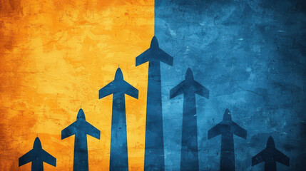 Vibrant illustration of Swedens national day celebration with air jets and a large Swedish flag flying high.