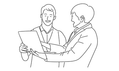 line art of businessman discussion illustration