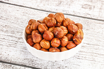 Heap of raw natural hazelnut