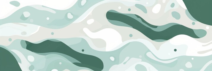 Abstract green and white wavy design with a solid dark green edge