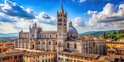 Obraz premium Siena Cathedral in Italy, a stunning example of Gothic architecture, Siena, Cathedral, Italy, Dom, Church, Architecture