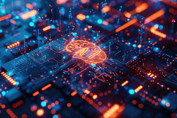 Fototapeta premium Artificial intelligence chip, cyber style