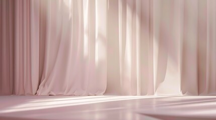 Soft, pastel tones melding together in a tranquil dance of light and shadow, against the backdrop of an empty stage awaiting its performers.