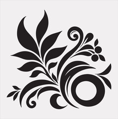 floral Art silhouette vector on a white background