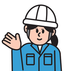 作業服を着た女性作業員のシンプルなイラスト