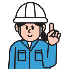 作業服を着た女性作業員のシンプルなイラスト