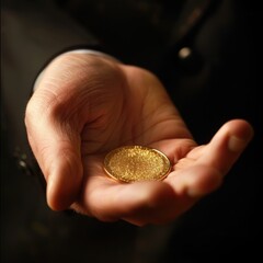 Golden Coin in an Open Hand