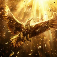 Golden Eagle Soaring Through Light
