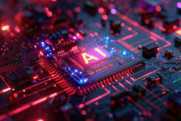 Fototapeta premium Artificial intelligence chip, cyber style