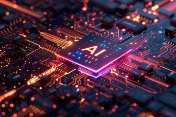 Obraz premium Artificial intelligence chip, cyber style