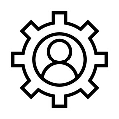 Gear with person. Man in gear icon. Man and cog sign. Vector illustration.
