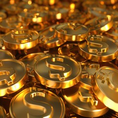 Golden Coins Pile: Wealth and Abundance