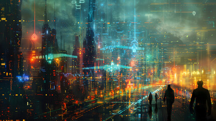 Fototapeta premium Advanced Cyber Cityscape