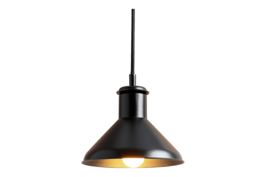 Adjustable cord pendant light fixture isolated on transparent background