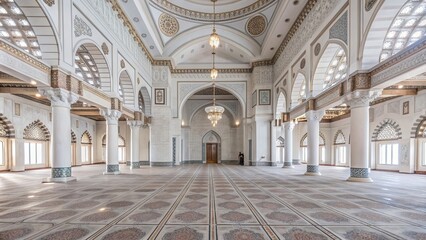 Obraz premium Interior of a mosque in a Middle Eastern country , Islam, prayer, architecture, religious, worship, spiritual, Islamic, cultural