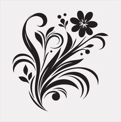 floral Art silhouette vector on a white background