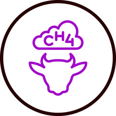 Fototapeta premium Livestock Emissions Vector Line Purple Circle Black