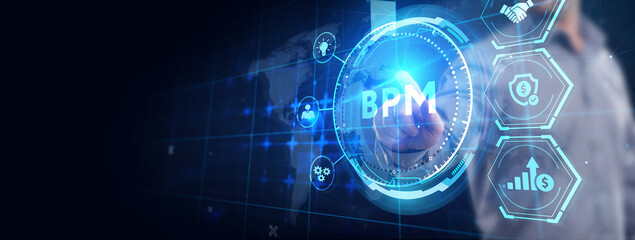 BPM Business process management system technology concept.