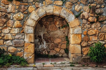 
Stone arch entrance wall