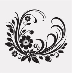 floral Art silhouette vector on a white background