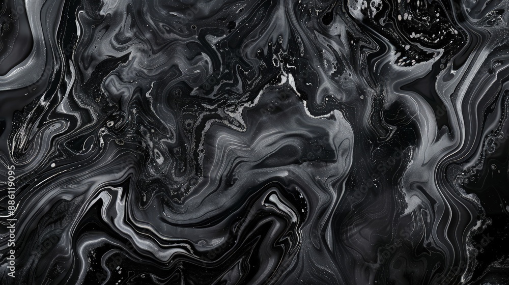 Poster an abstract background of marbled black and grey, with hints of white to create a sophisticated char
