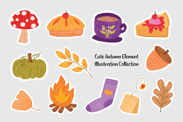 Cute Autumn Element Sticker Illustration