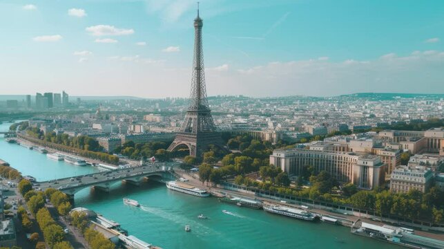 Paris cityscape aerial view of the Eiffel Tower AI Generative