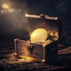 Bitcoin Treasure in a Wooden Chest