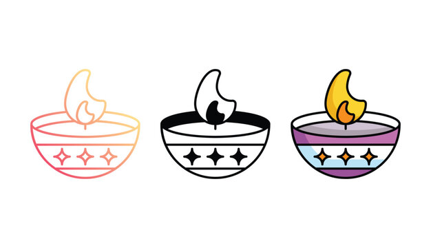 Diwali icon design with white background stock illustration