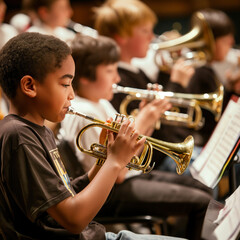 Obraz premium School orchestra rehearsal, ai generative 