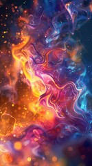 darkish colors, colorful background, ai power, illuminated, high quality, rare artistic style, expensive look, 3d experience, simple but cool