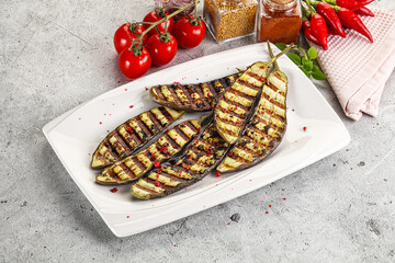 Grilled tasty ripe eggplant slice