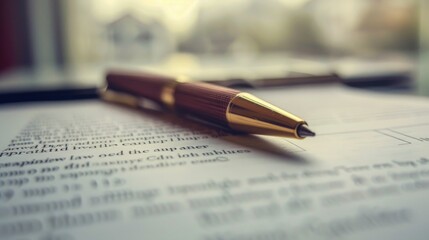 Pen lying on a contract or application form, wide angle view