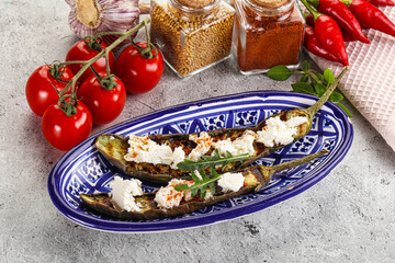 Grilled eggplant with feta cheese