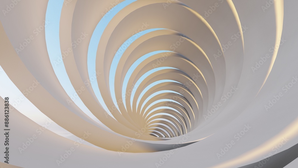 Aufkleber abstract architecture background round tunnel 3d render