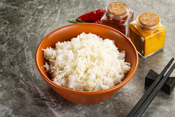 Steamed Basmati rice in the bowl