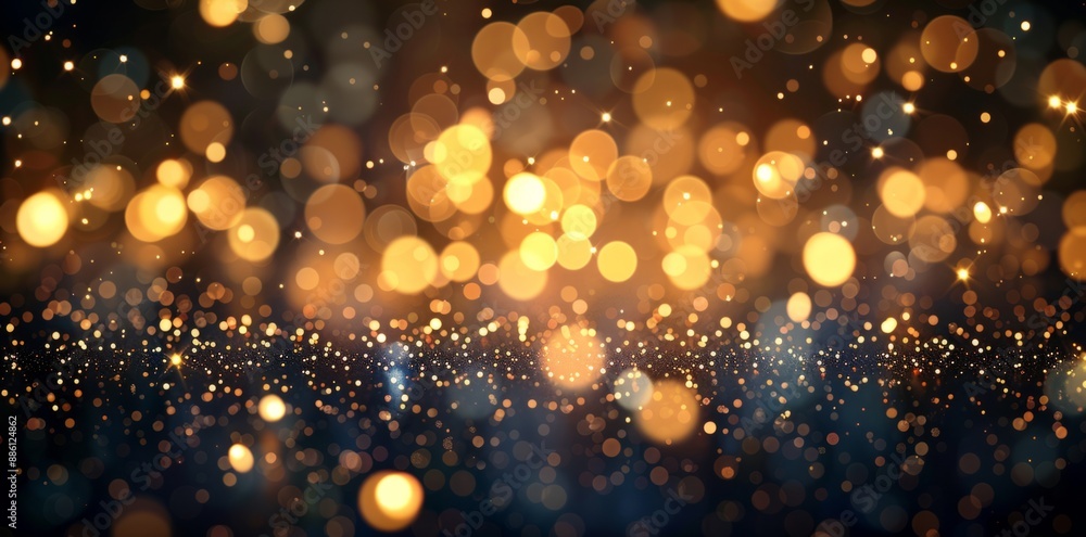 Poster abstract glowing light effect with bokeh and stars.