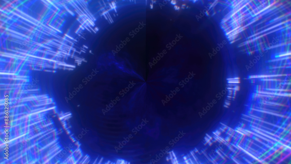 Poster abstract digital glowing vibrant blue light frame vortex creating a tunnel-like effect hi-tech abstr