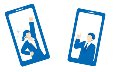 Fototapeta premium オンラインを使ったビジネスイラスト素材