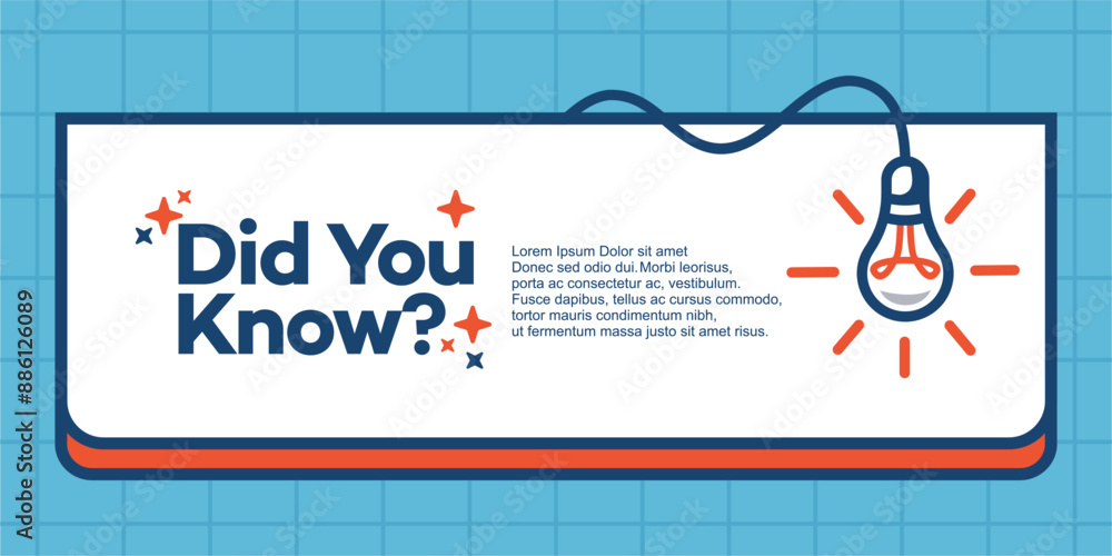 Poster fun fact blank template fyi vector with lightbulb idea and cable symbol element. did you know geomet